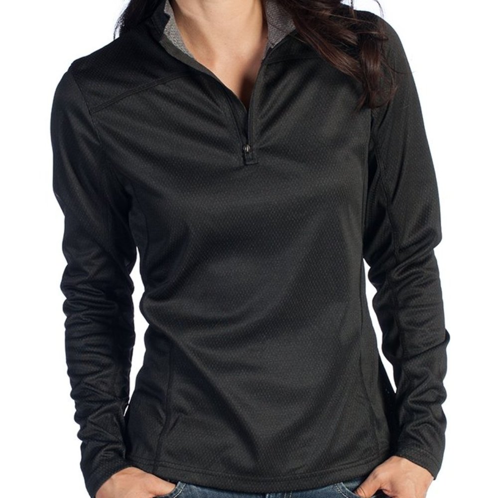 NWT Fossa Apparel Womens 4482 Cerrado Wicking 1/4 Zip Pullover, Black, S